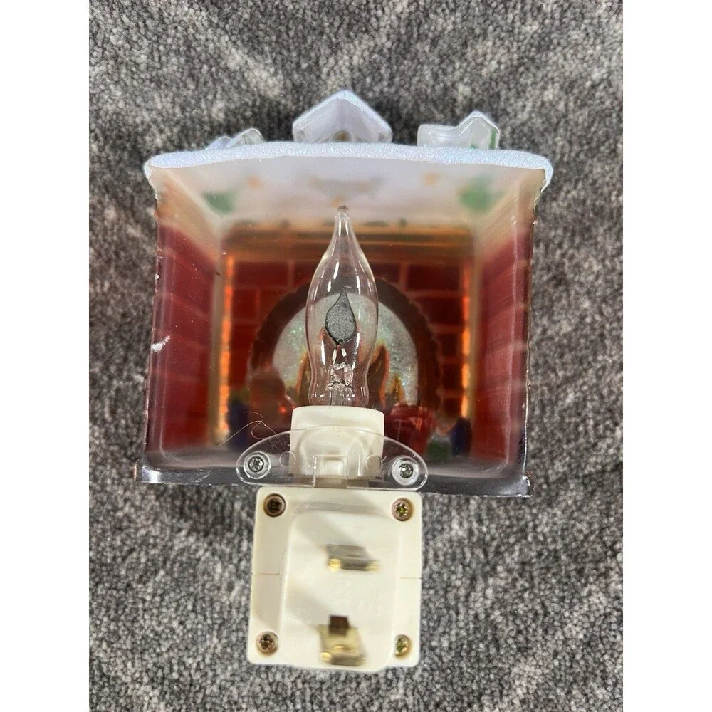 Eulit Christmas Fireplace Glitter Flickering FIame Plug-in Nightlight TESTED